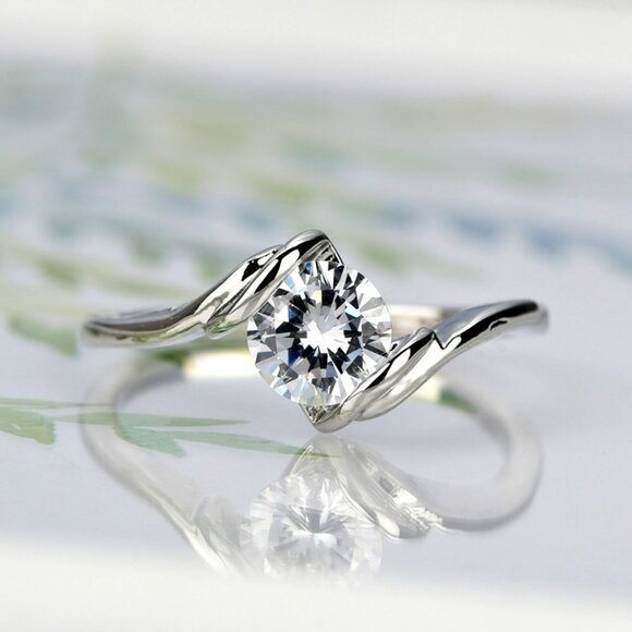 🎁 Refine Pure Gemstone CZ Twisted Engagement Rings for Women, EVGG1269 - Picture 5 of 7